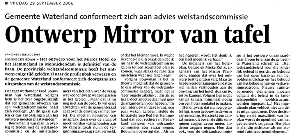 Artikel uit het Noord-Hollands Dagblad 29 september 2006