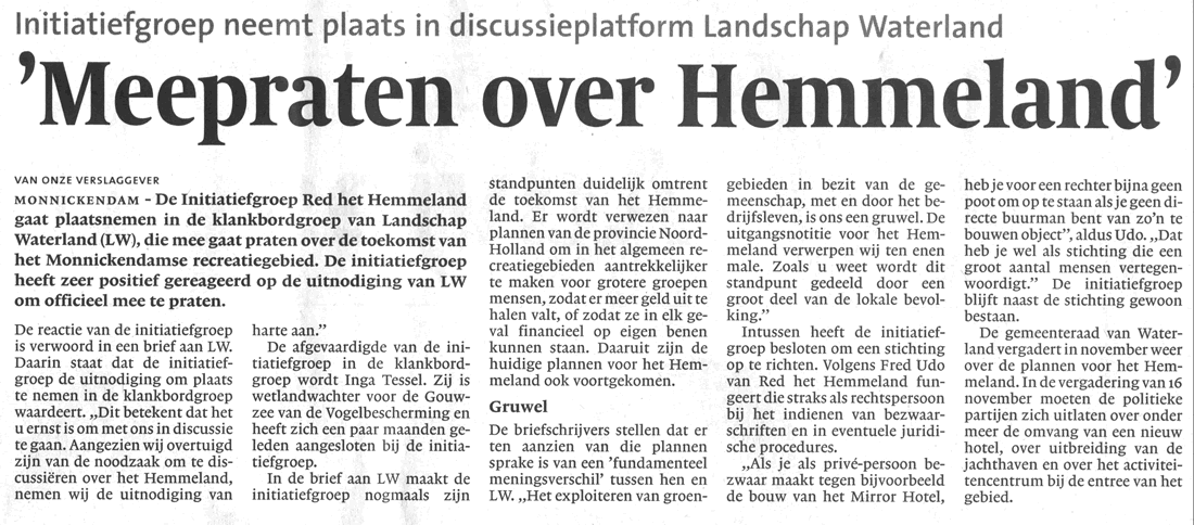 Artikel Noord-Hollands Dagblad 26 oktober 2006