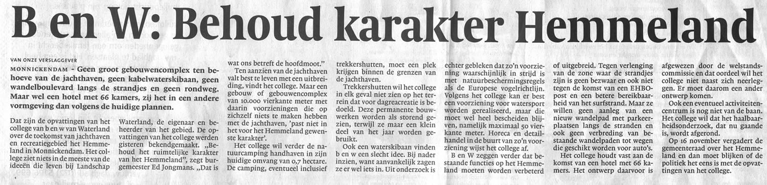 Artikel Noord-Hollands Dagblad 4 november 2006