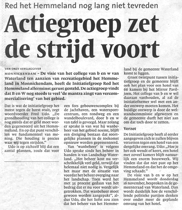 Artikel Noord-Hollands Dagblad 7 november 2006