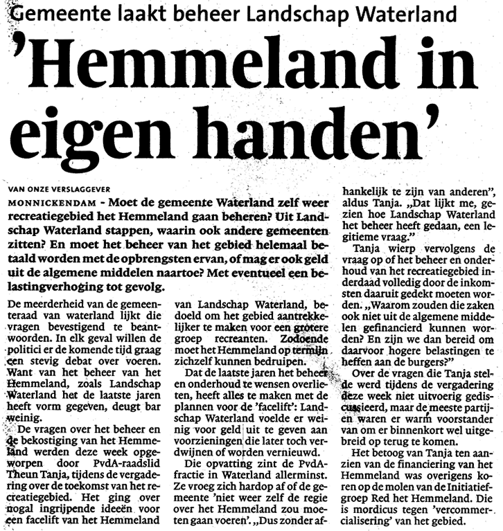 Artikel Noord-Hollands Dagblad 17 november 2006