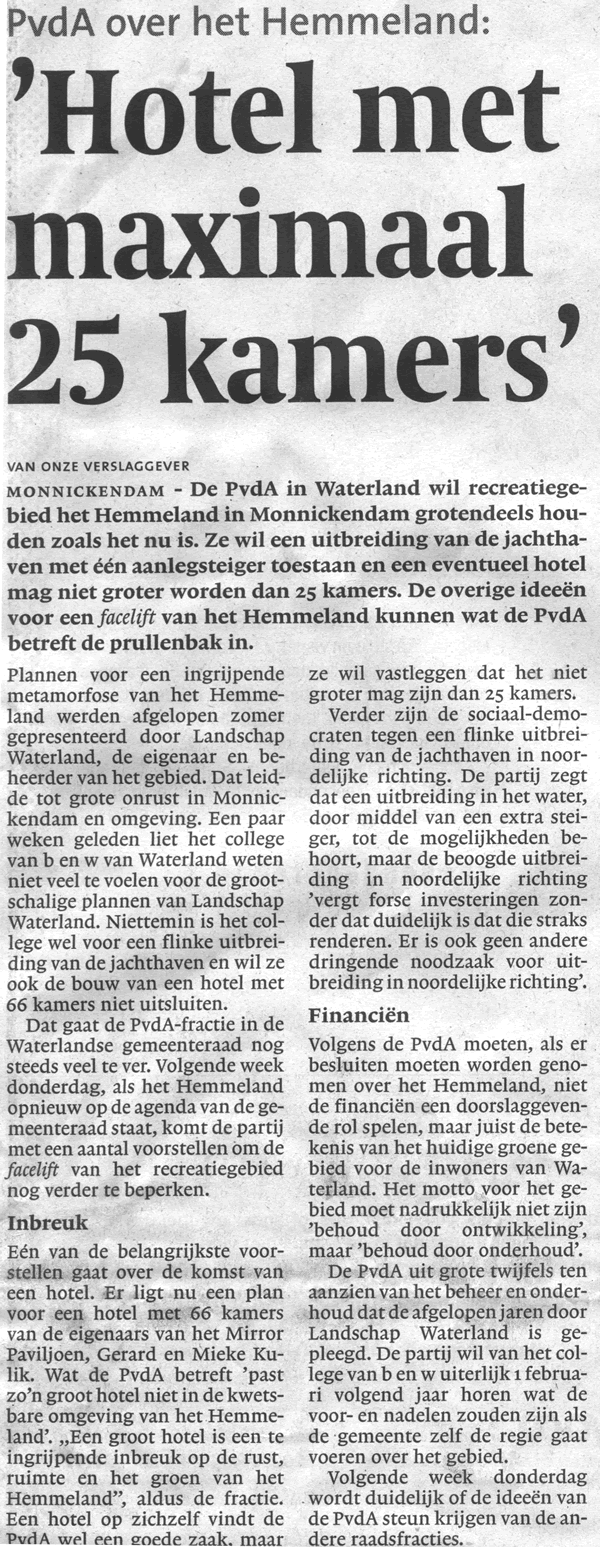 Artikel Noord-Hollands Dagblad 25 november 2006