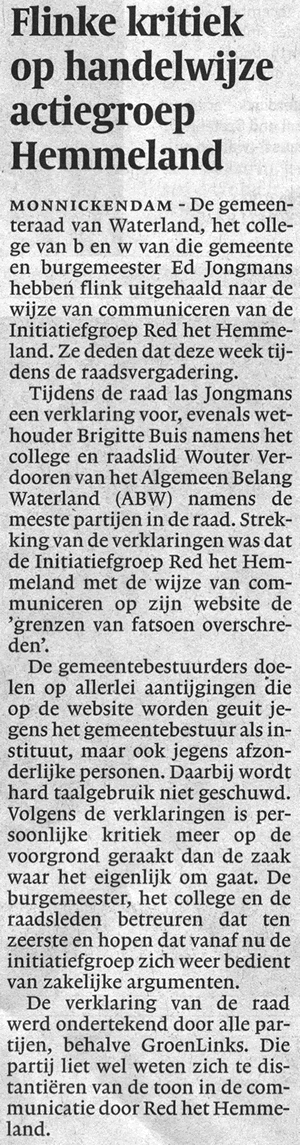 Artikel Noord-Hollands Dagblad 2 december 2006