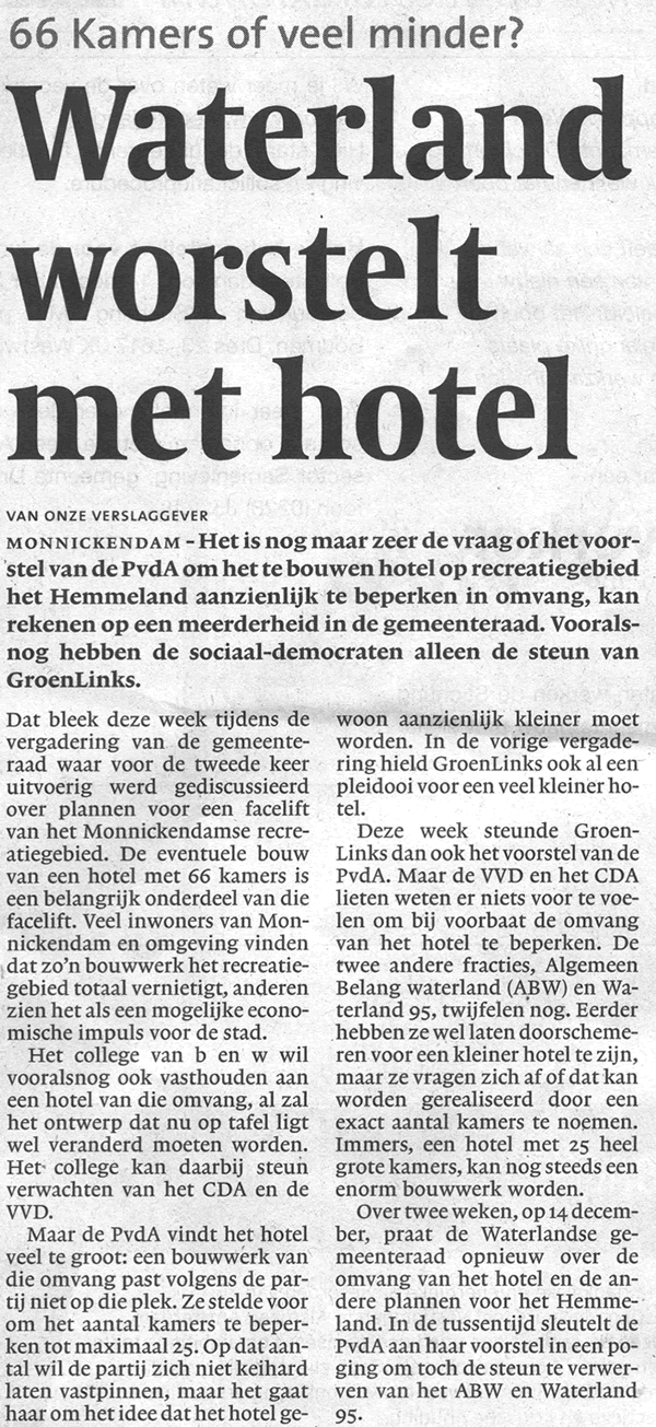 Artikel Noord-Hollands Dagblad 2 december 2006