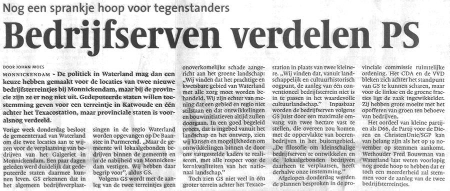Artikel Noord-Hollands Dagblad 3 november 2007